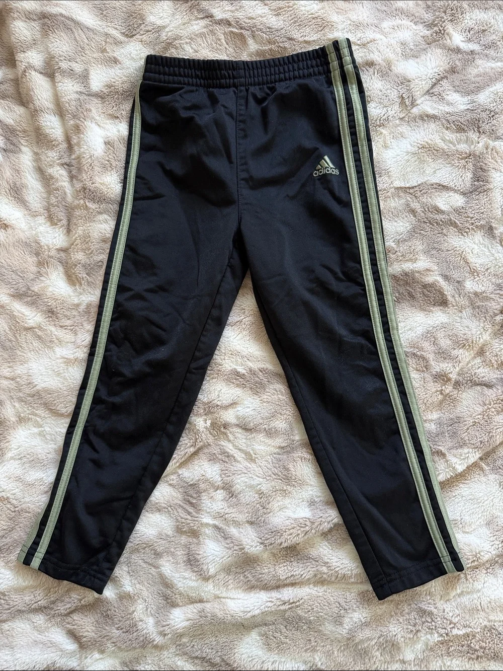 adidas Black Track Jacket and Pants with Pale Green Stripes